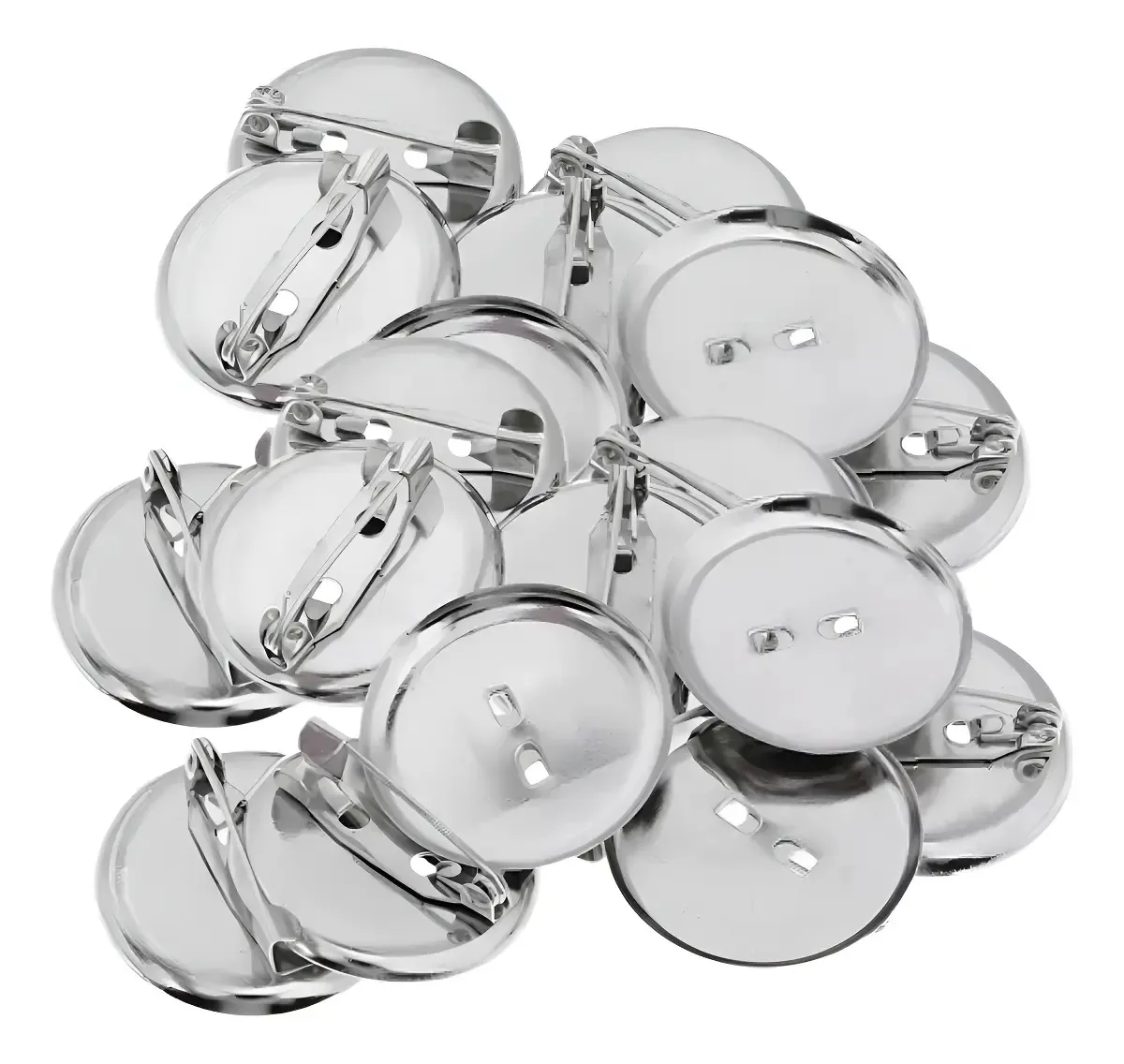 Base Para Broche Redondo 25mm Níquel Com 10 Peças