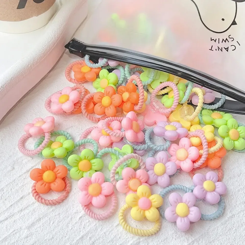 Kit Mini Elásticos De Cabelo Infantil 2cm Com 10 Unidades Cor Flores 03 Flores
