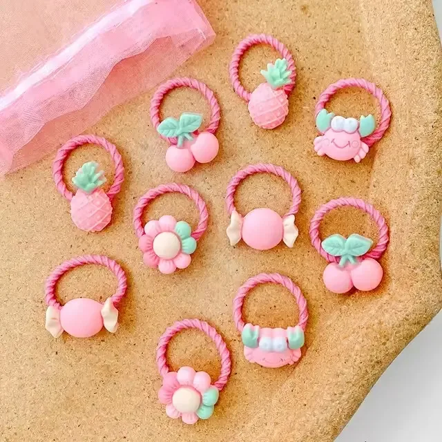 Kit Mini Elásticos De Cabelo Infantil 2cm Com 10 Unidades Cor Flores E Frutas Flores E Frutas