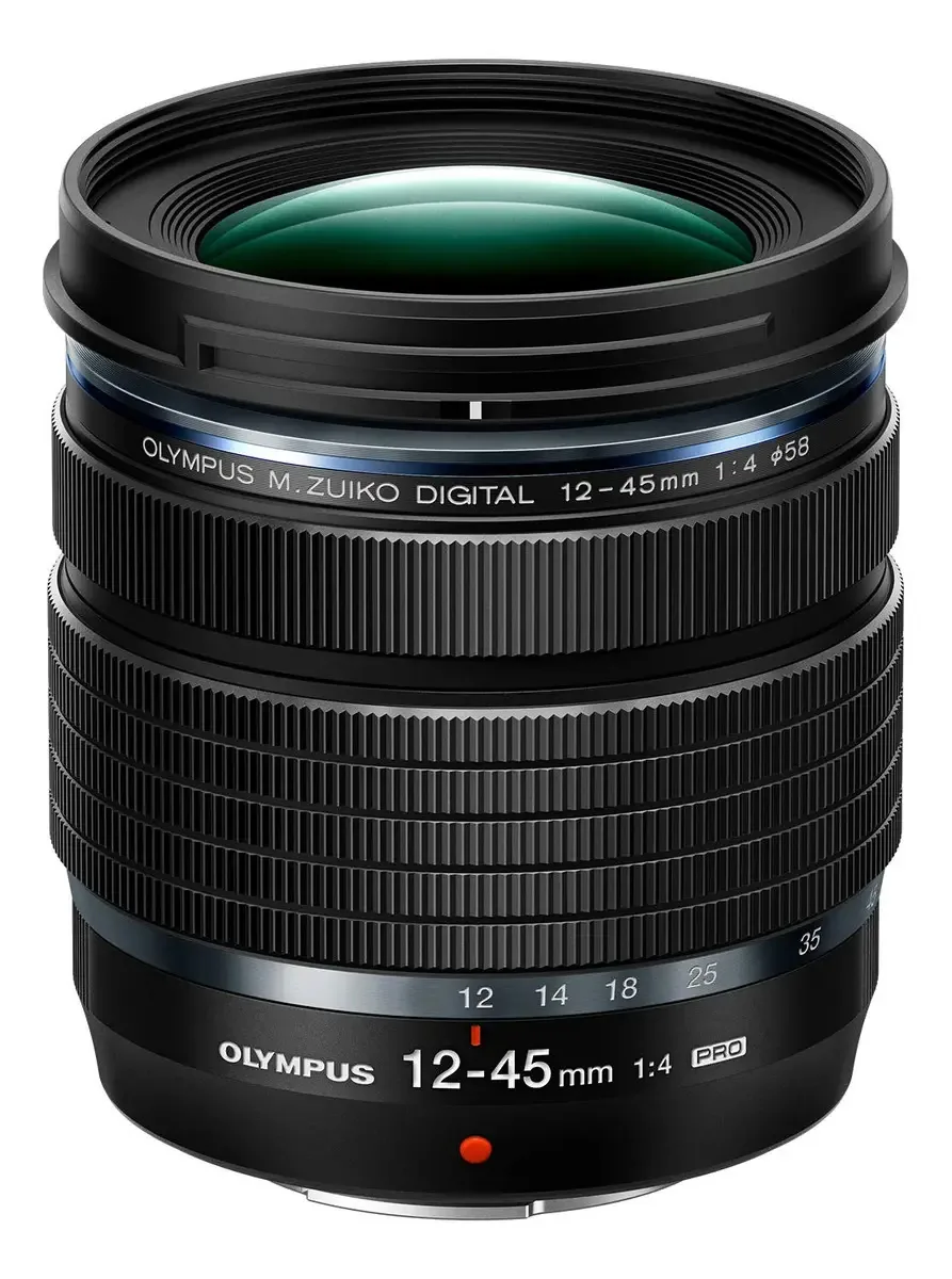 Om System/Olympus - Lente m.Zuiko Digital Ed 12-45 mm F4.0 Pro Micro de quatro terços com zoom padrão, à prova de poeira, à prova de respingos, pequena e leve
