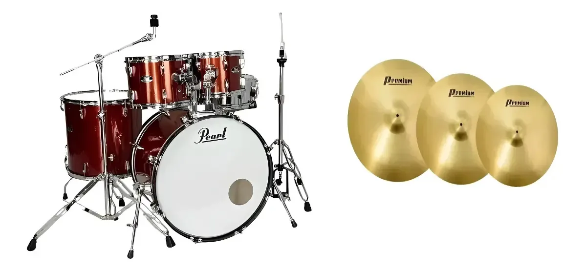 Bateria Pearl Roadshow Rs525ms/c749 C/ Ferragens E Pratos Laranja