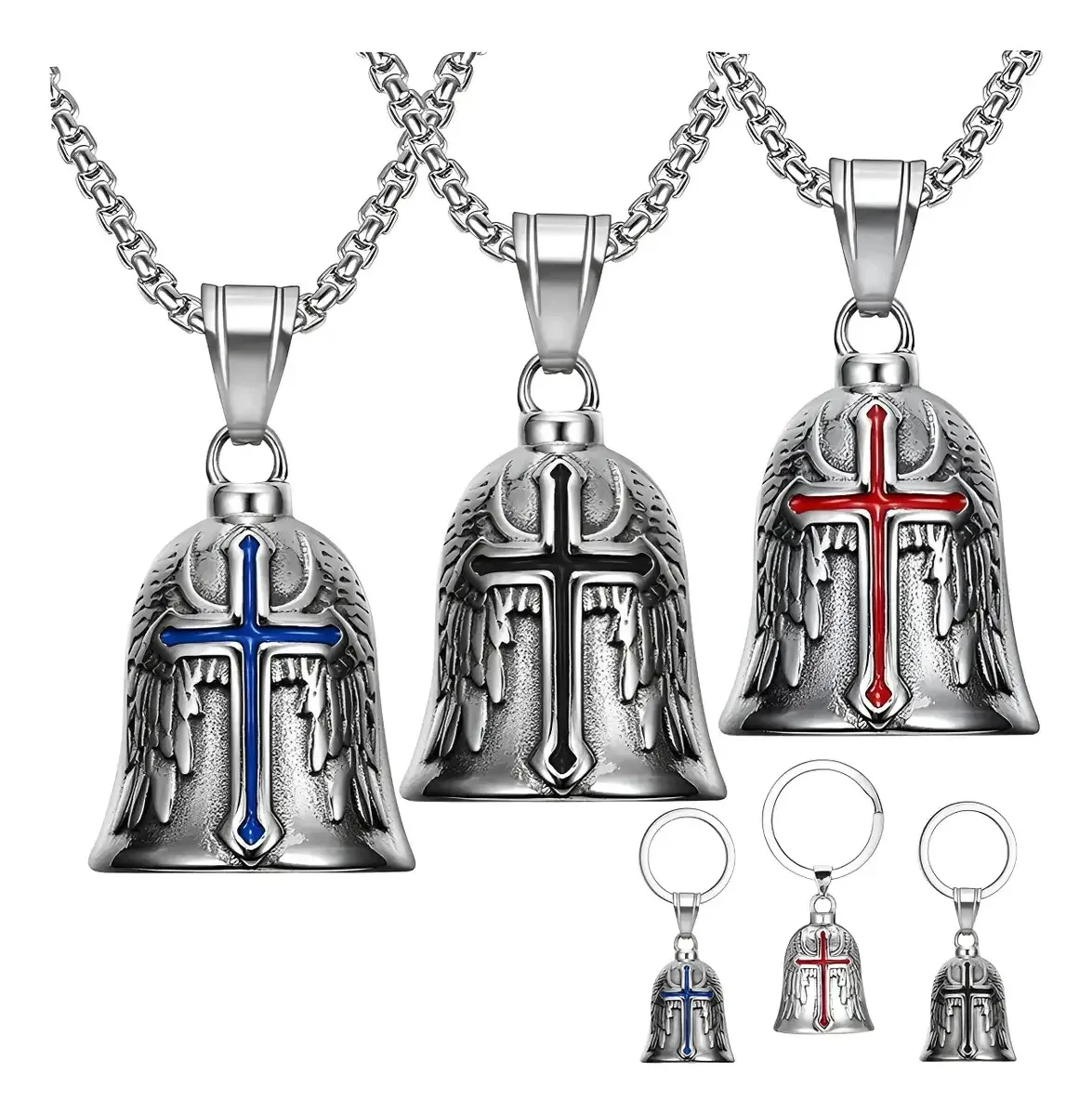 Amuleto de proteção Bell Moto Biker Guardian Bell de 3 peças