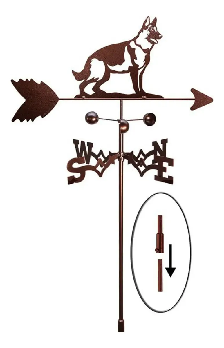 Dekoq Cata-vento, Cata-ventos Cata-ventos Para Telhado Cata-vento Optimista Indicador De Direção Do Vento Fazenda Retro Durável Cena Indicador De Direção Do Vento - Pastor Alemão (cor: Montagem de...