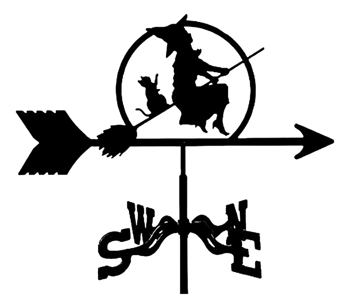 Dekoq Veleta, Cata-ventos Witch Weathervanes Retro Preto Decoração Recortada Jardim Telhado Pátios Exterior Relva Uso Fácil