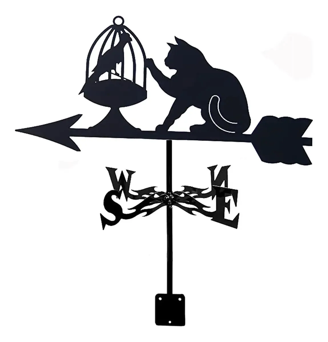Dekoq Cata-vento, Cata-ventos Cata-vento Com Enfeite De Gato E Papagaio, Indicadores De Direção Do Vento Do Cata-vento De Aço Inoxidável Da Lua Para Telhados Panda Cata-vento Jardim Pátio Decoração...