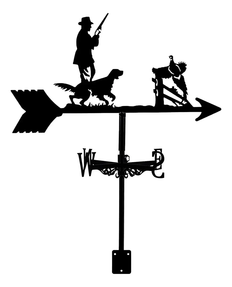 Cata-vento De Metal Dekoq Cata-vento, Cata-ventos, Caçador E Sabueso, Para Exteriores, Retrô, Para Pátio, Direção, Velocidade Do Vento, Indicador De Direção Para Decoração De Gazebo De Jardim E...
