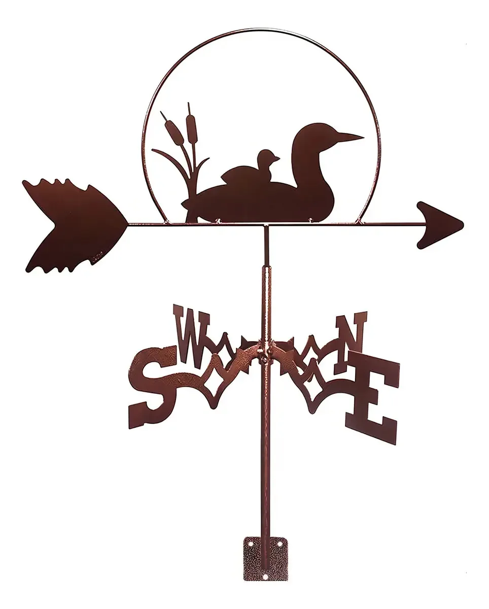 Cata-vento, Cata-ventos Weathervane Família de Patos Indicador de Direção do Vento de Ferro Fundido com Revestimento Antioxidante Estaca de Jardim Decoração de Arte Para Suporte de Animais Al A