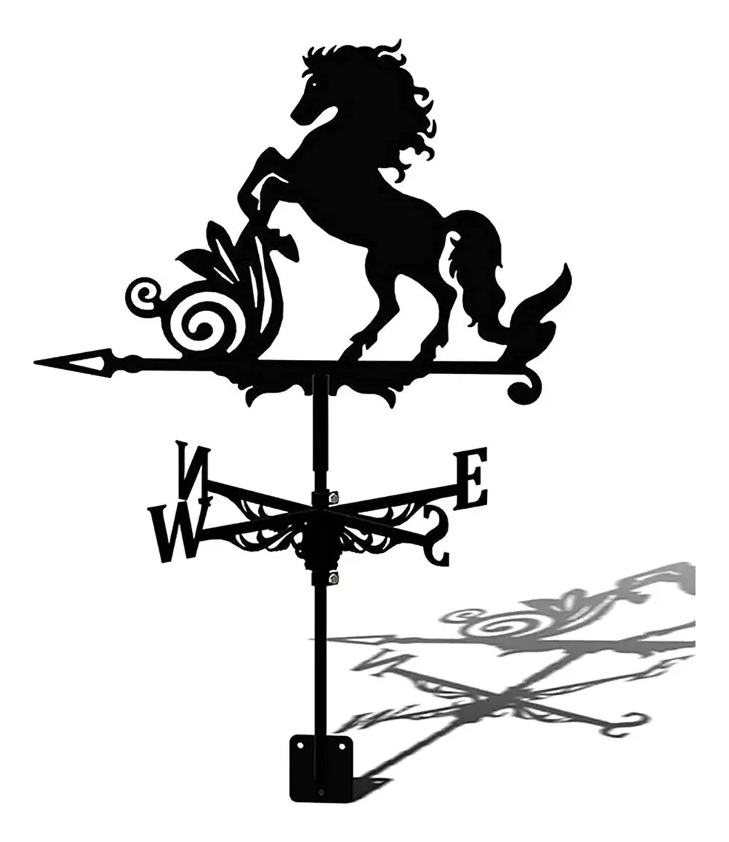 Cata-vento, Cata-ventos Cata-vento De Vento Para Jardim Cata-vento De Metal Cena De Fazenda Decoração De Pátio Cavalo A Galope Cata-vento De Ferro Fundido Com Enfeite De Cavalo Preto Indicador De...