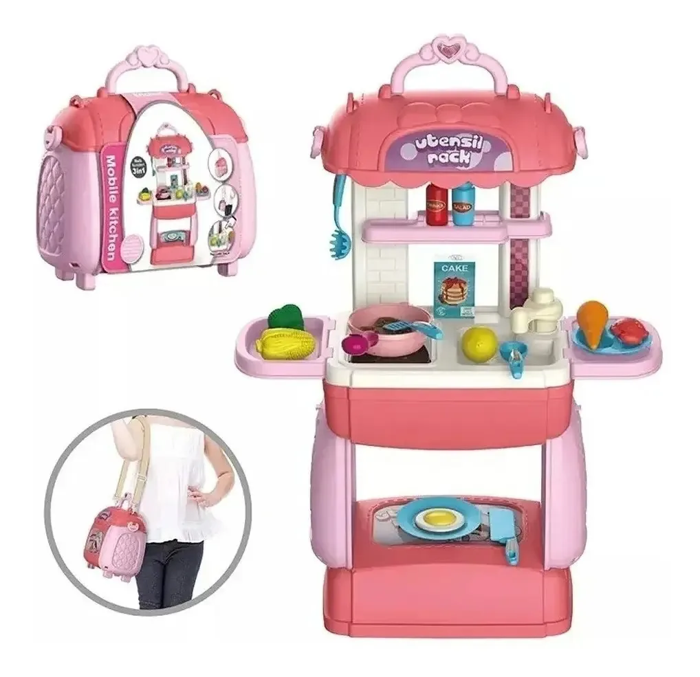 Suitcase Toy Kitchen Maleta para meninas, jogos, comida