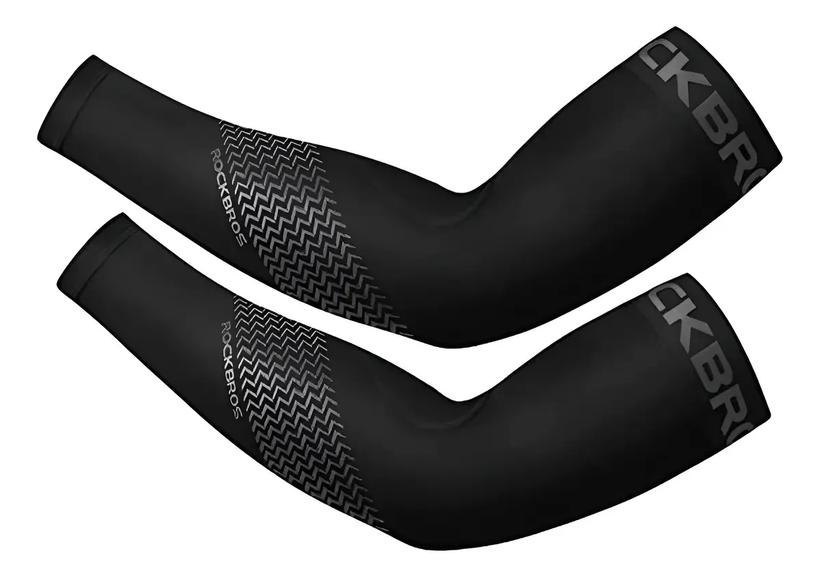 Mangas esportivas Rockbros Lycra, cor preta, tamanho L