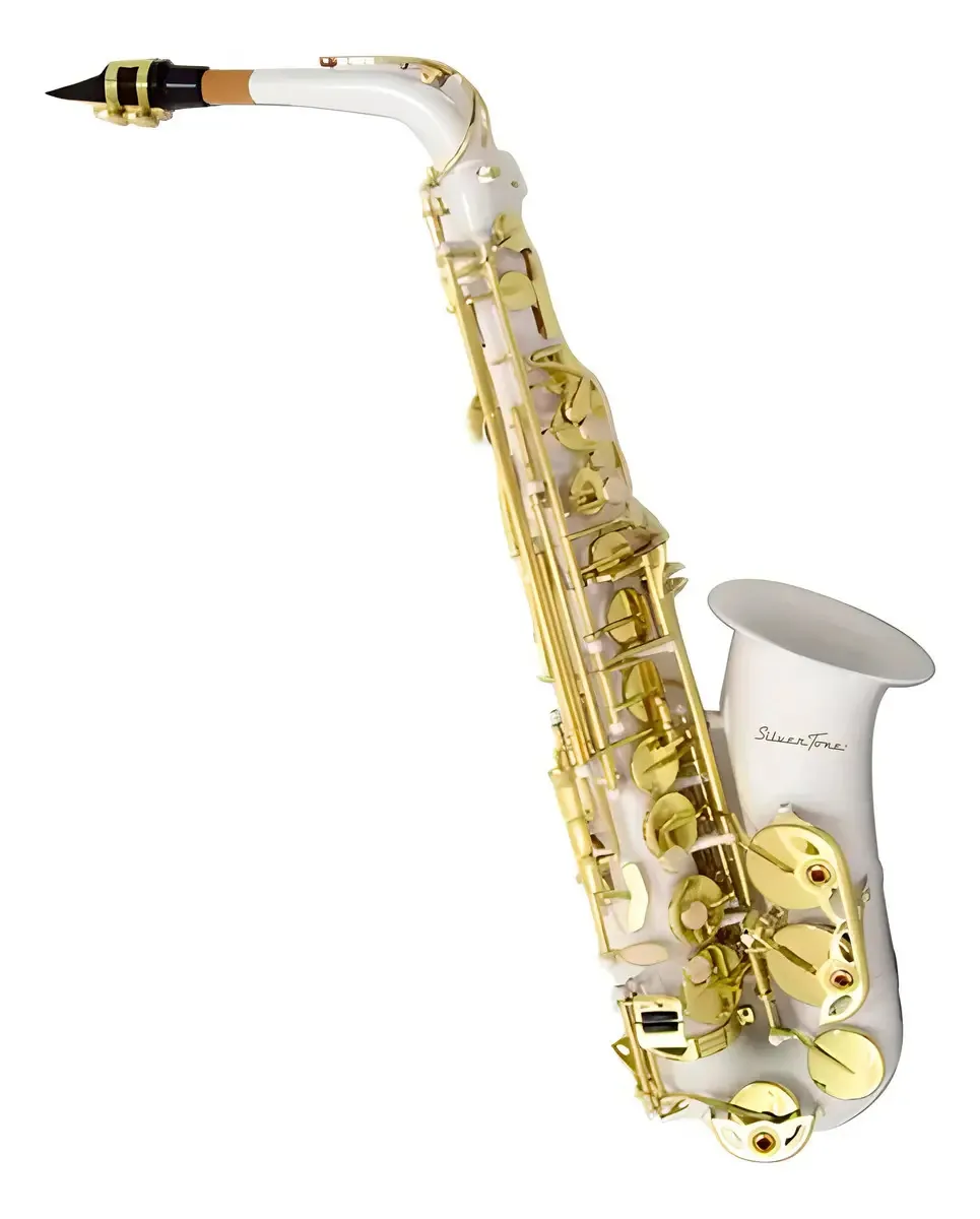 Saxofone alto em branco Silver Keys Silvertone Slsx022