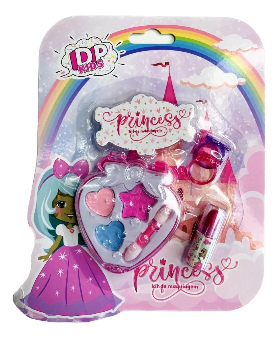 Kit Maquiagem Infantil Dapop Com Sombras, Batom E Anéis