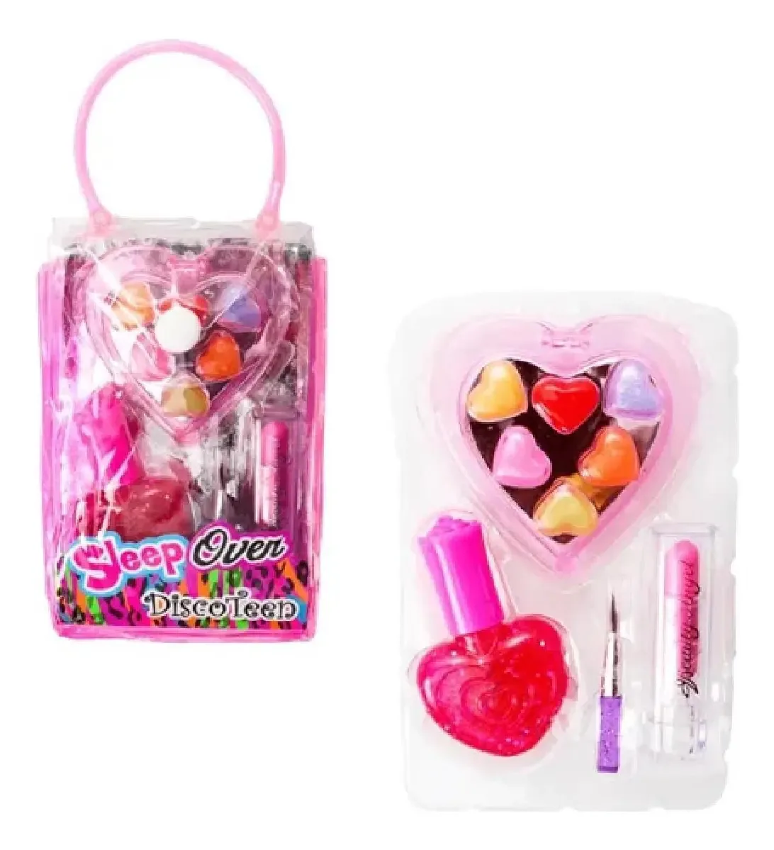 Kit Maquiagem Discoteen - Modelo 03, Batom, Pincel E Esmalte
