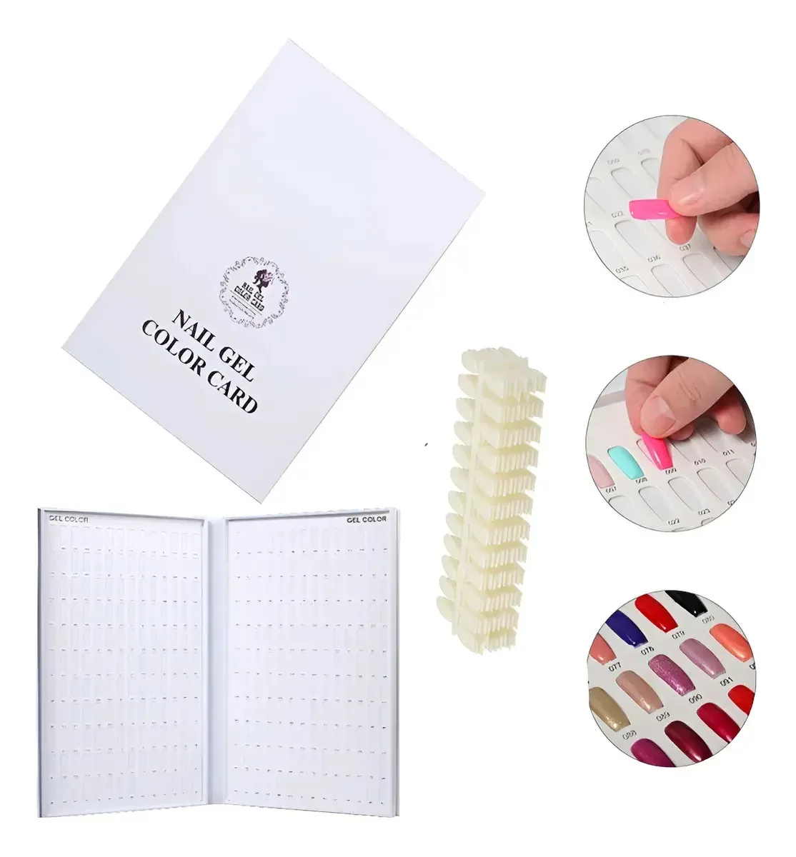 Livro de amostras de unhas para 216 tons + Sample Tips White