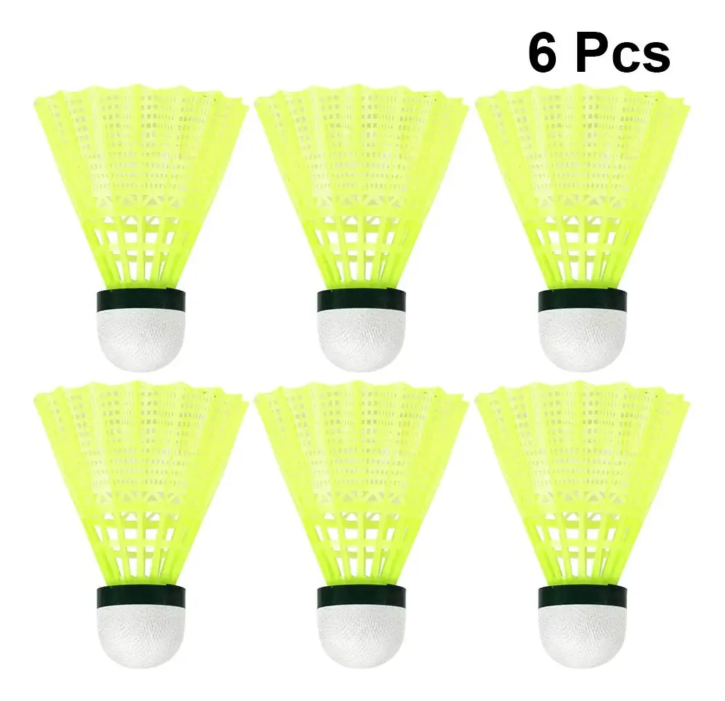 Besportble 6 Unidades de Petecas de Badminton de Nylon para Crianças, Adultos, Atividades Esportivas ao Ar Livre, Cor Branco, Amarelo, Médio