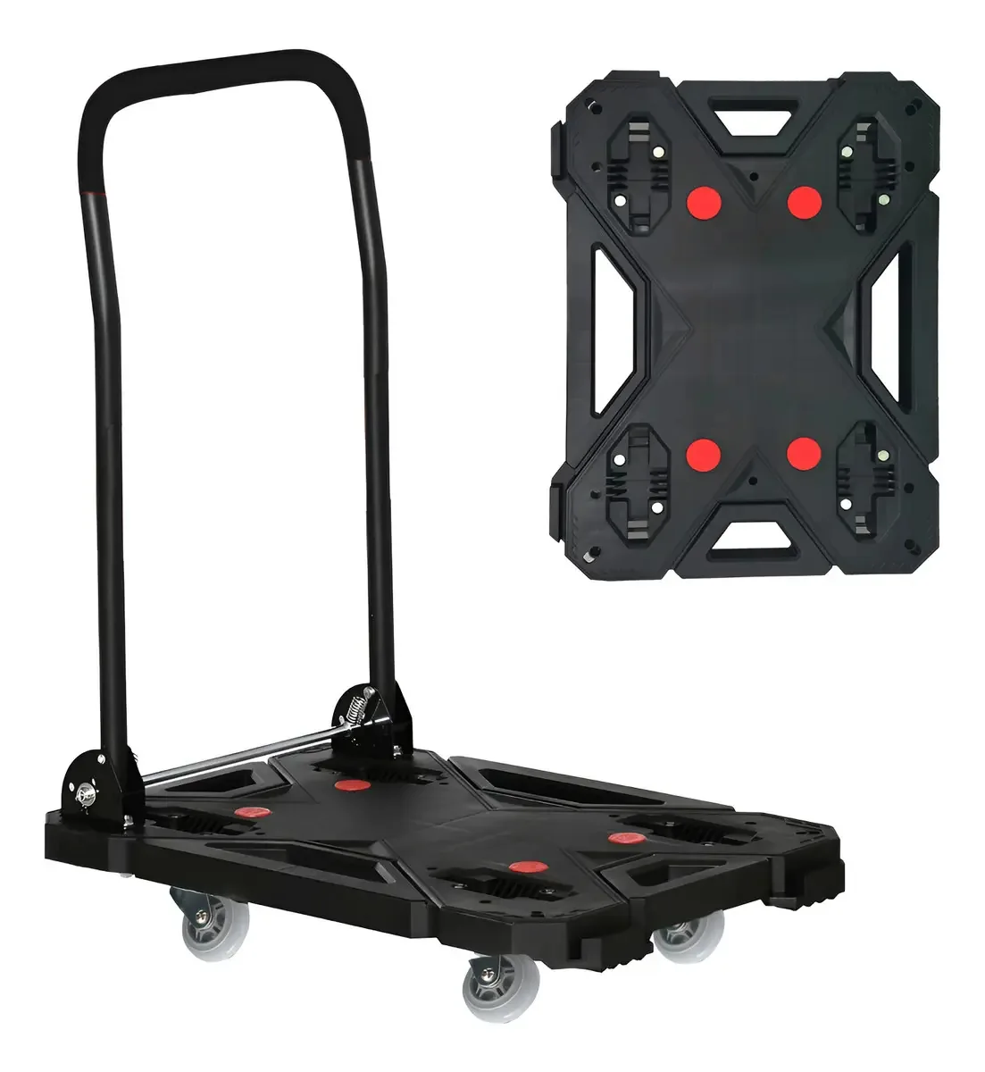 Kit de carrinho + 2 plataformas de carga interconectáveis 59x43cm 15