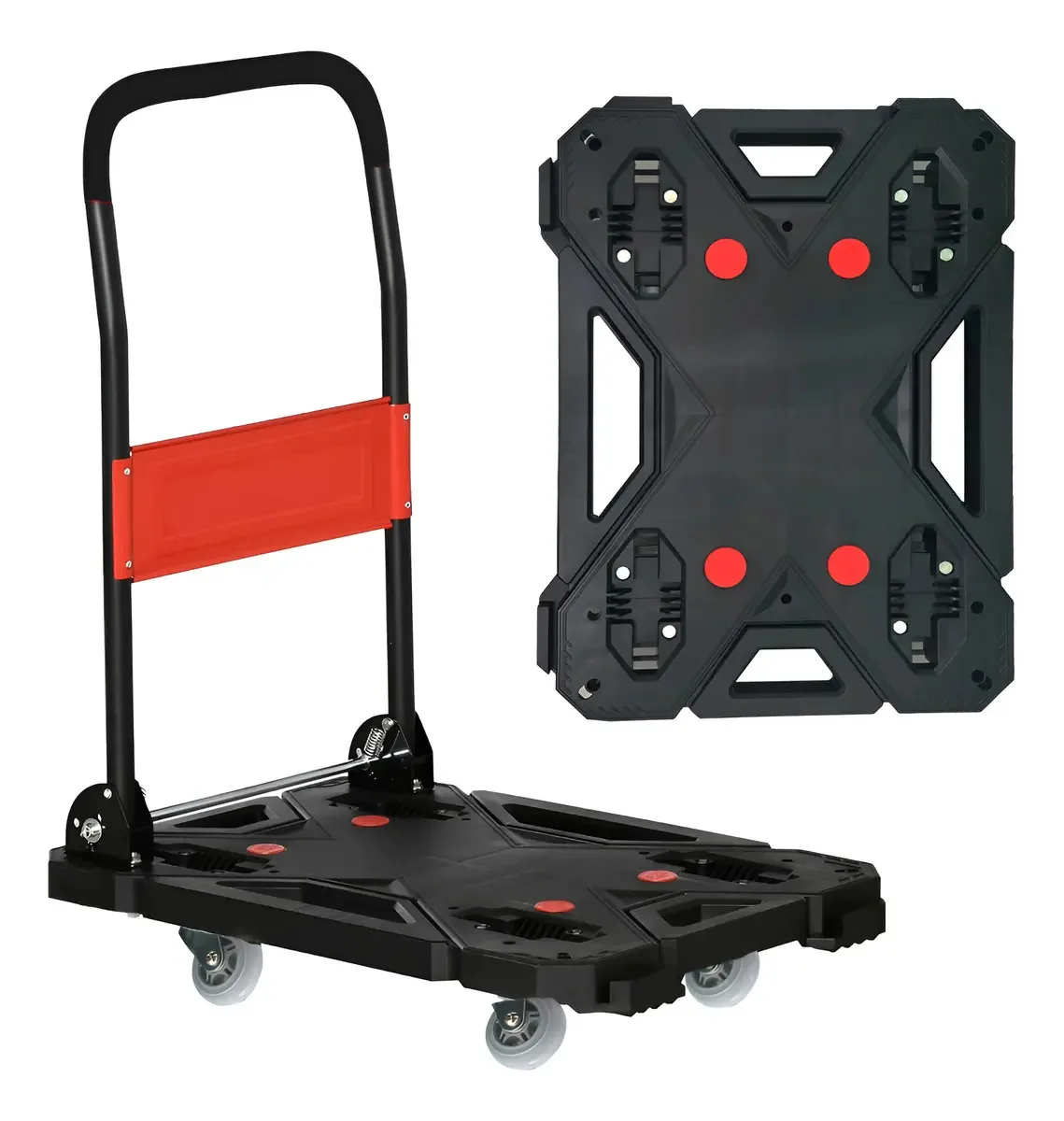 Kit de carrinho + 2 plataformas de carga interconectáveis 75x53cm 25
