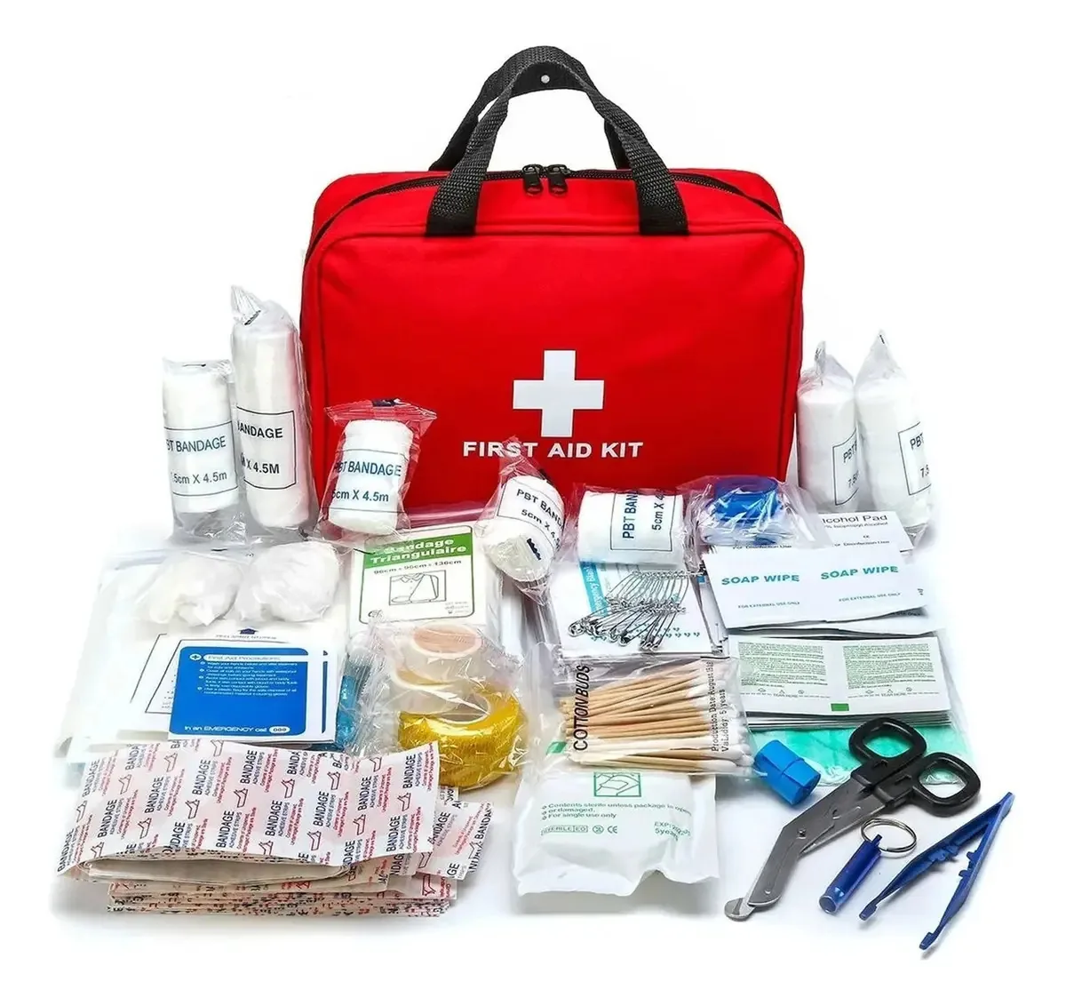 Kit de primeiros socorros de 210 unidades, kit de emergência para escritório, carro, casa, acampamento e caminhada