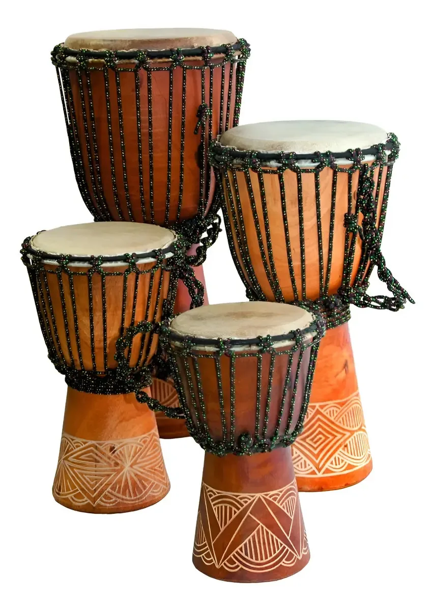Djembe esculpido para iniciantes em madeira de mogno