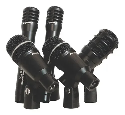 Kit de Microfones Superlux Dinâmicos para Bateria Preto Modelo DRKA3C2