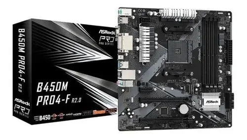 Mãe Asrock B450M-Pro4-F R2.0 Am4