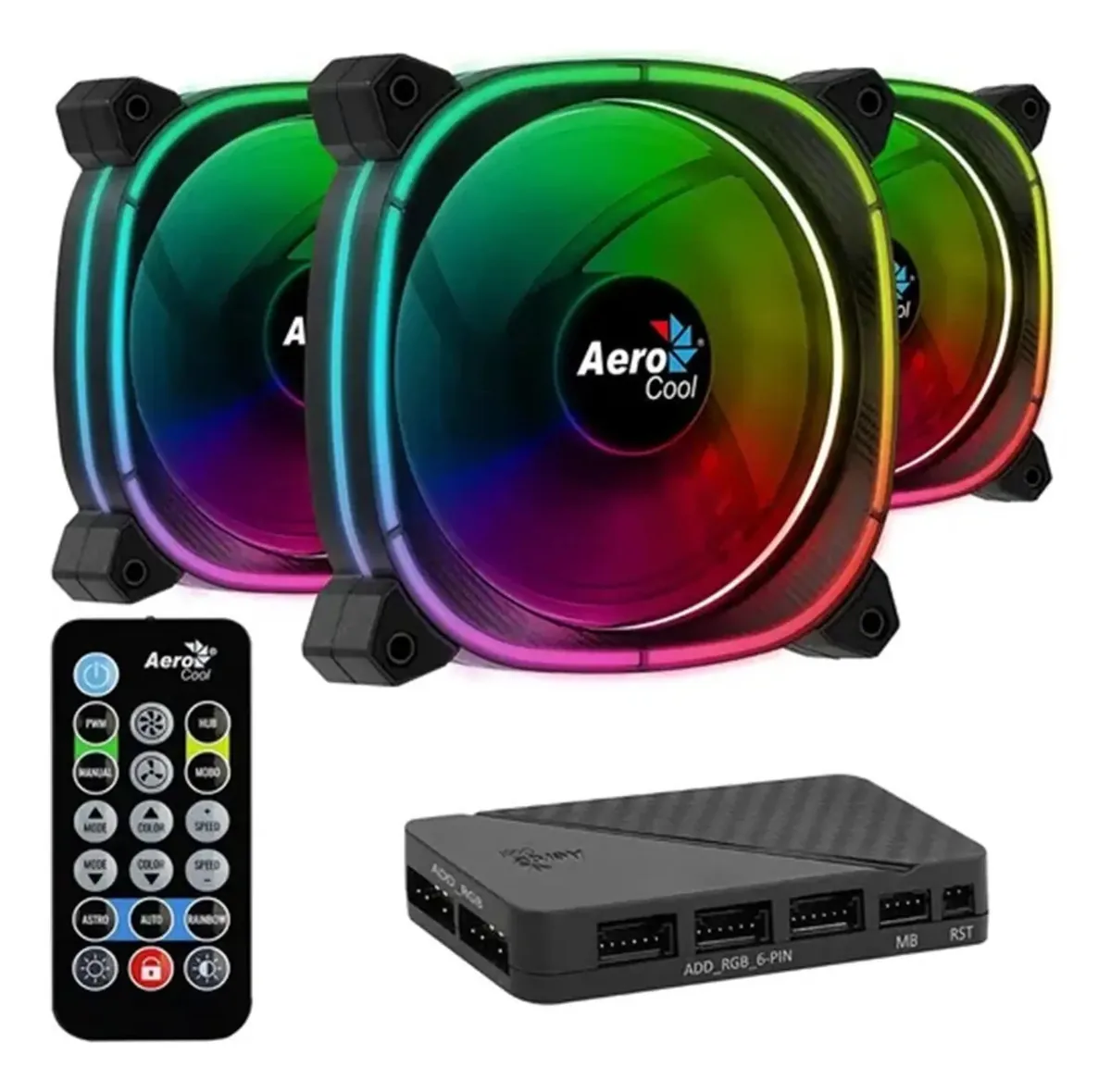 Kit de 3 ventiladores para controlador Aerocool Astro 12 Pro Argb Pcreg Led RGB
