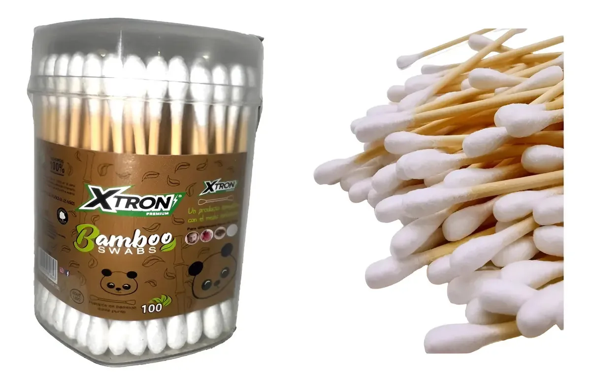 Cotonetes De Bambu 100 Pcs Hastes Ecológicas Algodão Madeira