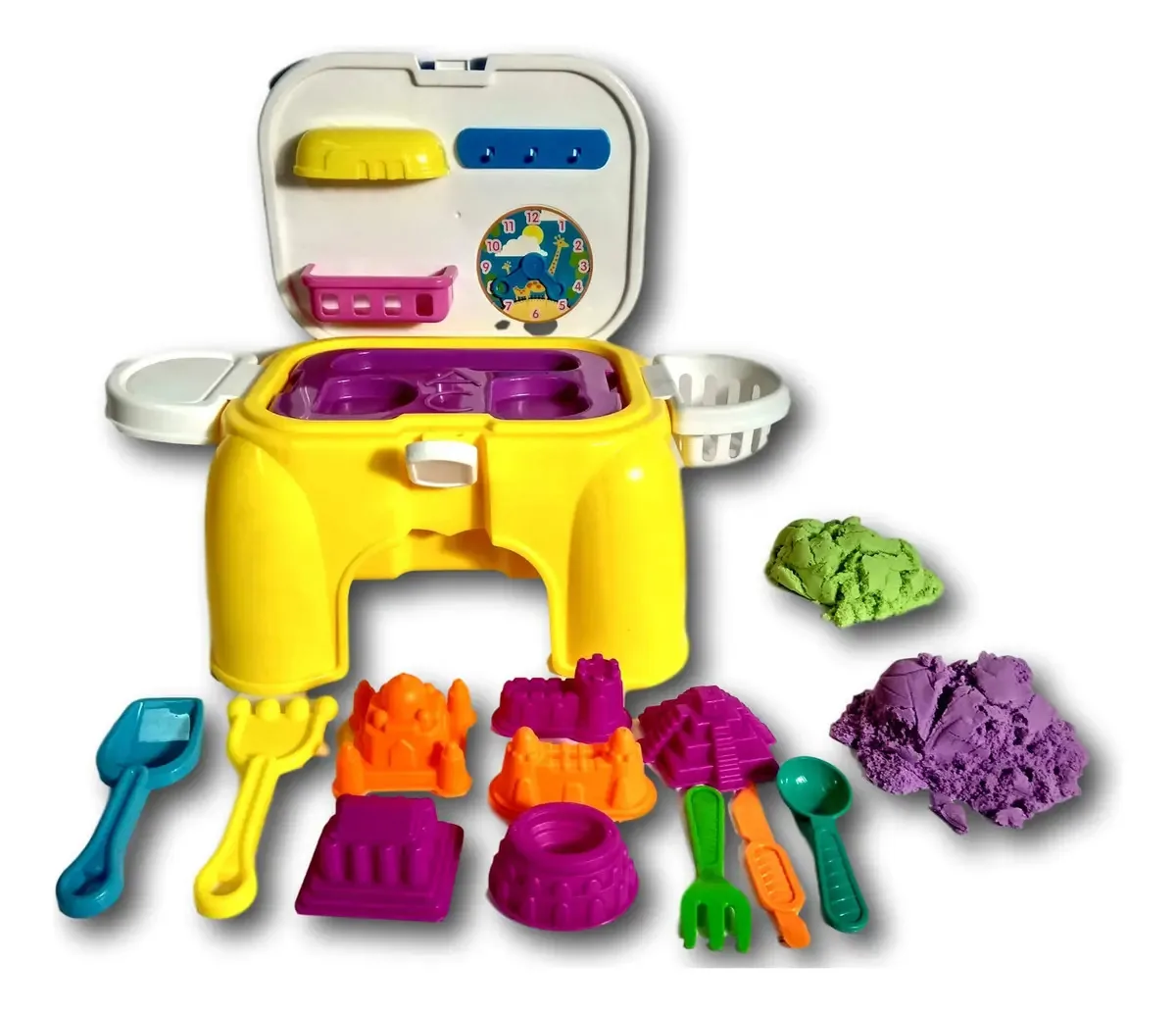 Brinquedo de areia mágica roxo e verde 450G