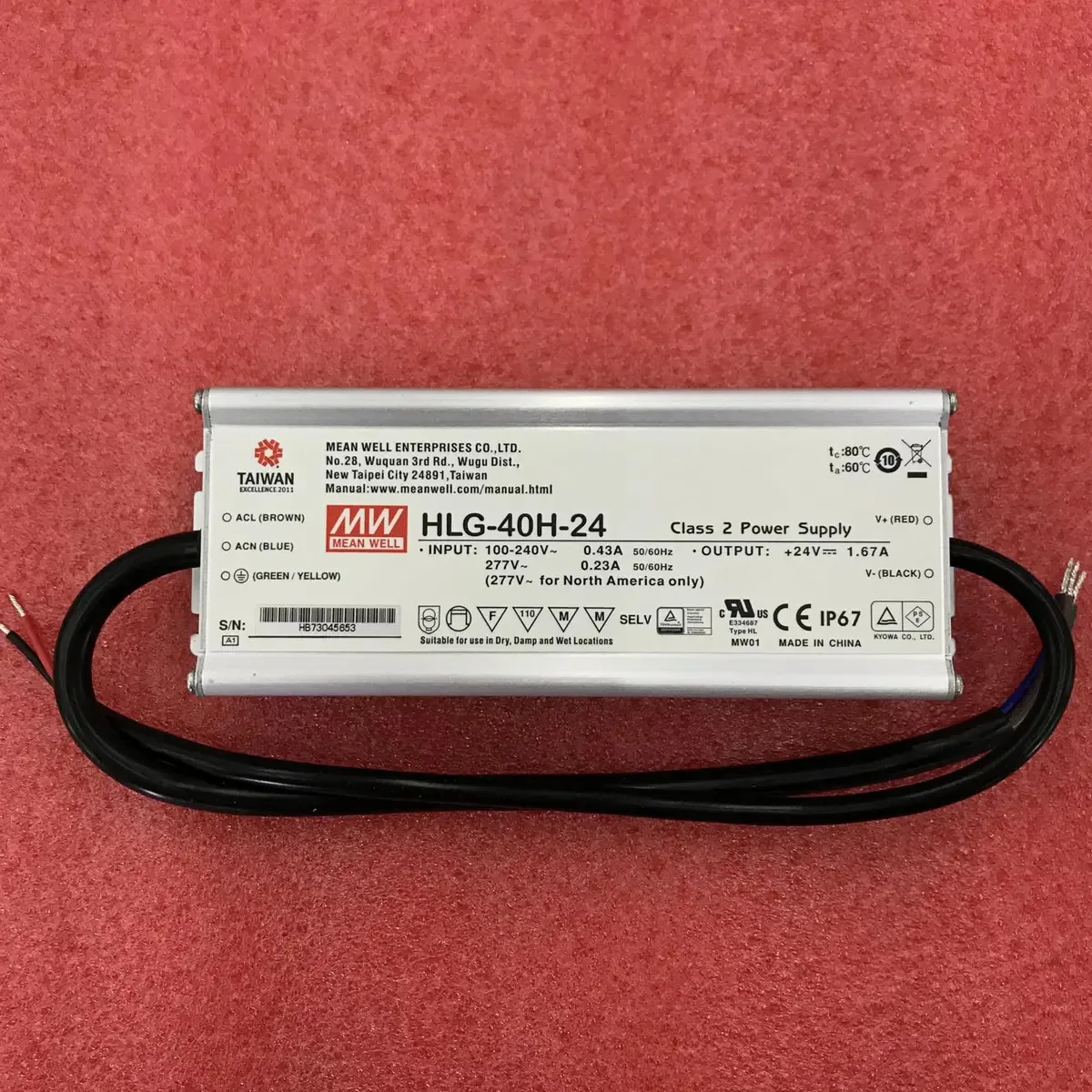 Mean Well HLG-40h-24 40,08w Tensão constante +Driver de LED de corrente constante HLG-40h 24V 1,67a