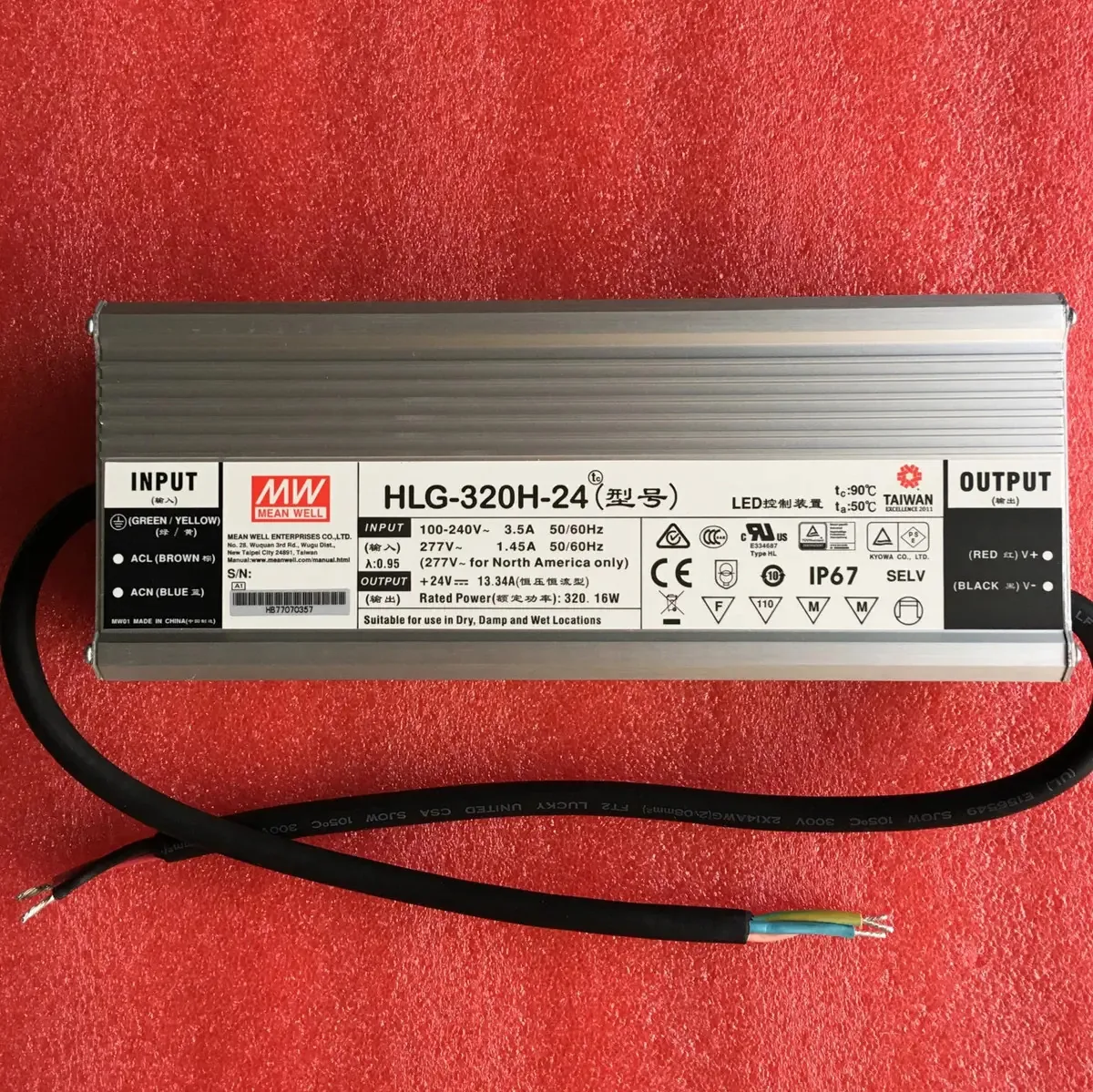 Mean Well HLG-320h-24 Tensão constante de 32,16 w + Driver de LED de corrente constante HLG-320h 24V 13,34a