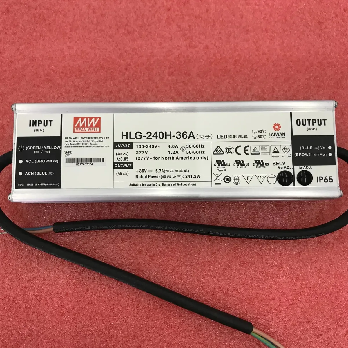 Mean Well HLG-240h-36a 241,2w Tensão constante +Driver de LED de corrente constante HLG-240h 36v 6.7a