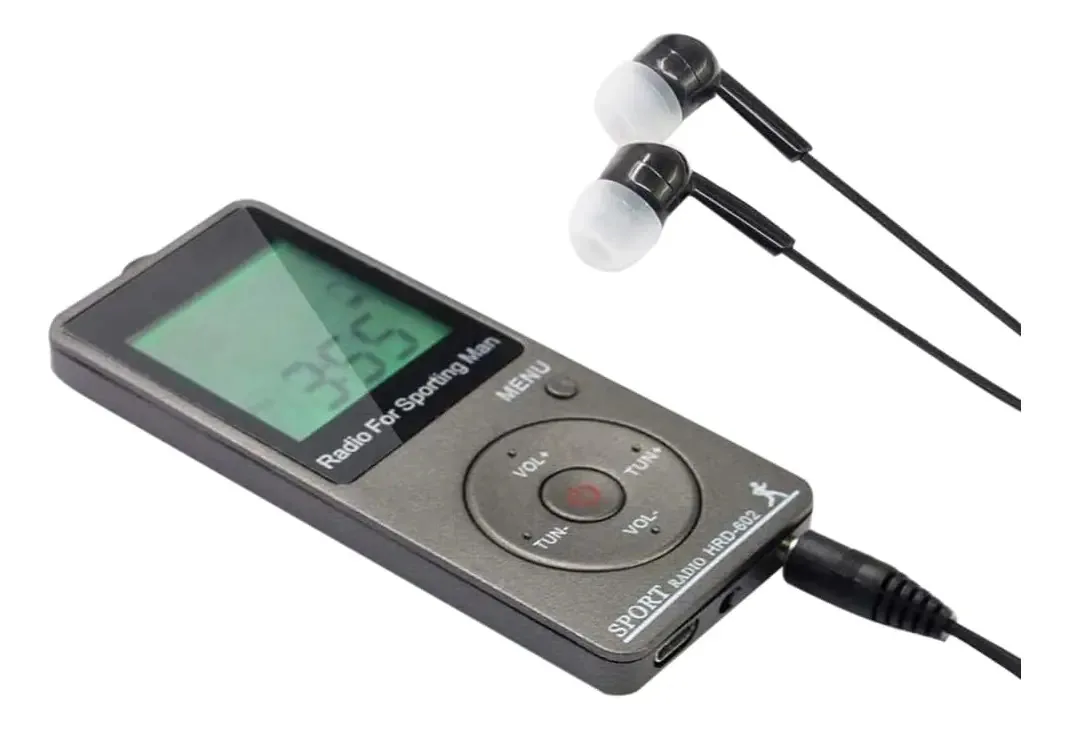 Pzhoais Rádio Portátil AM FM com Fones de Ouvido Walkman Rádio com Bateria Recarregável Display Digital Rádio Estéreo