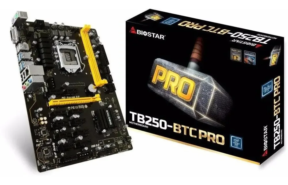 Kit Mineração Placa Mãe Tb250-btc Pro + I3 7100 12 Pci-e