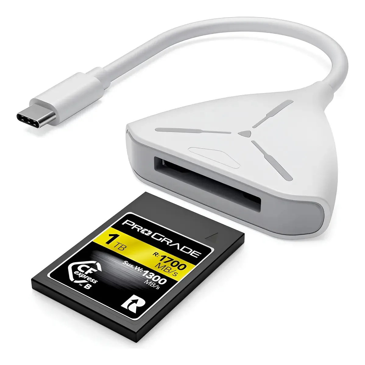 Leitor de cartão de memória CFexpress Type B USB Type C Gen2, cor branca
