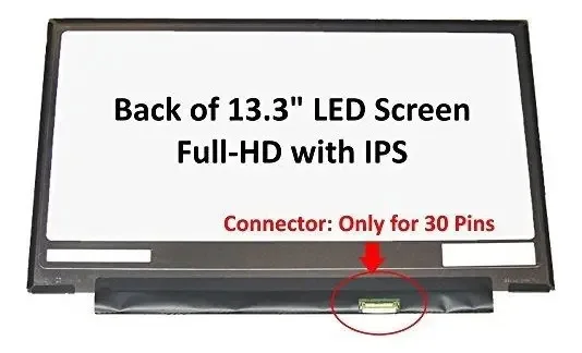 Fullcom - Tela De 13,3 Polegadas Compatível Com Lq133m1jw15 Ips Fhd De 30 Pinos De Reposição Para Laptop Led Lcd