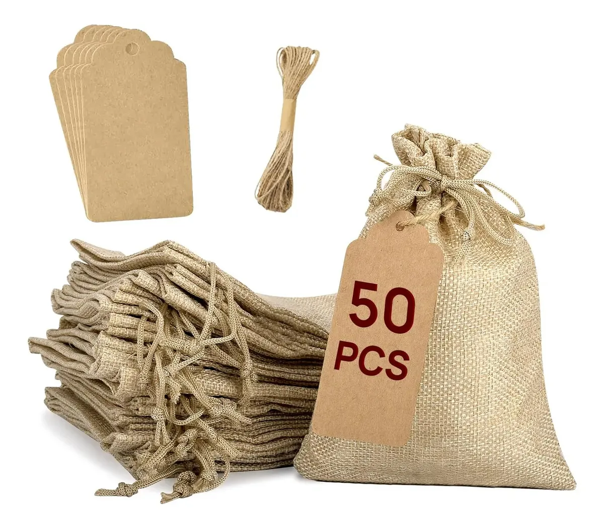 Sacos De Juta Com Cordão 50 Unidades Para