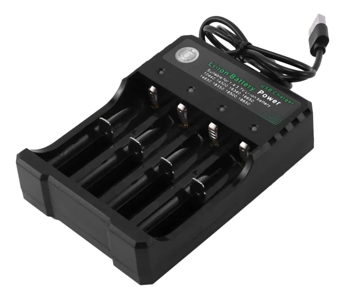Carregador de Bateria Recarregável Tripper com 4 Recortes, Carregador Inteligente USB Rápido para 18350 18500 AAA Bateria