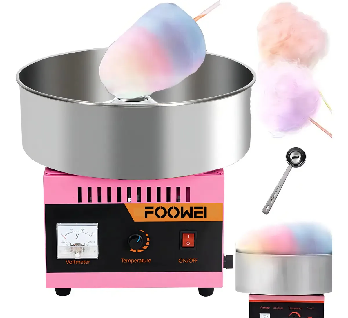 Máquina de algodão doce elétrica e comercial rosa