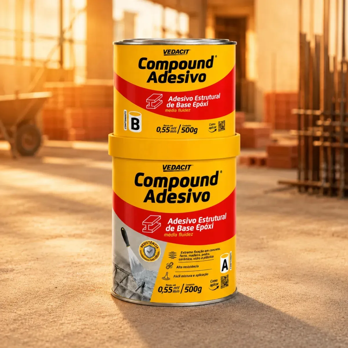 Compound Adesivo Vedacit Epoxi Estrutural - Lata 1kg A+b