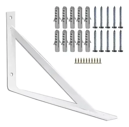 Kit de Suportes Mão Francesa Brancos para Prateleira com Parafusos