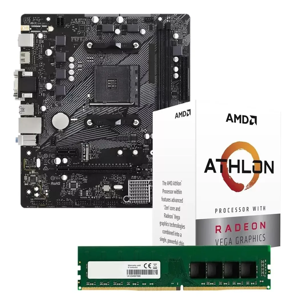 Combinação de atualização de RAM Amd Athlon 3000g+ A520m + 8GB - Compufan