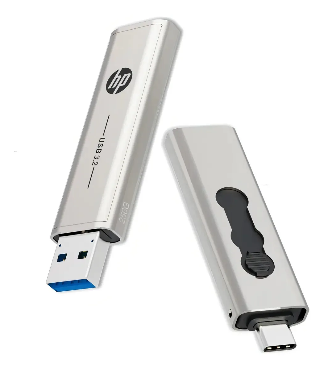 HP OTG flash drives USB duplo de 256 GB tipo C e tipo A cor prata unidad