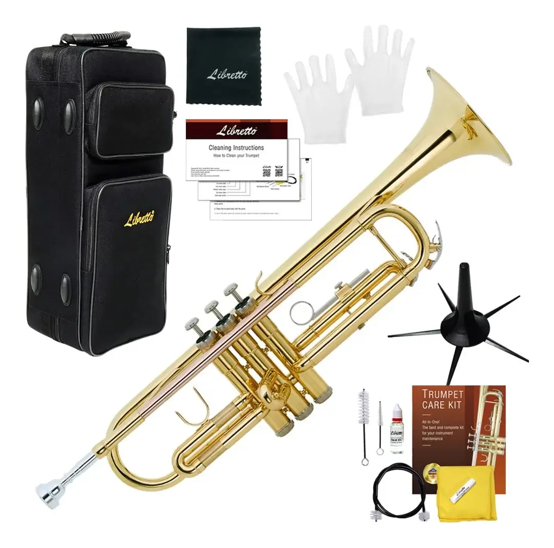 Conjunto de trompetes Libretto Bb Gold Lacquer, tubo de chumbo