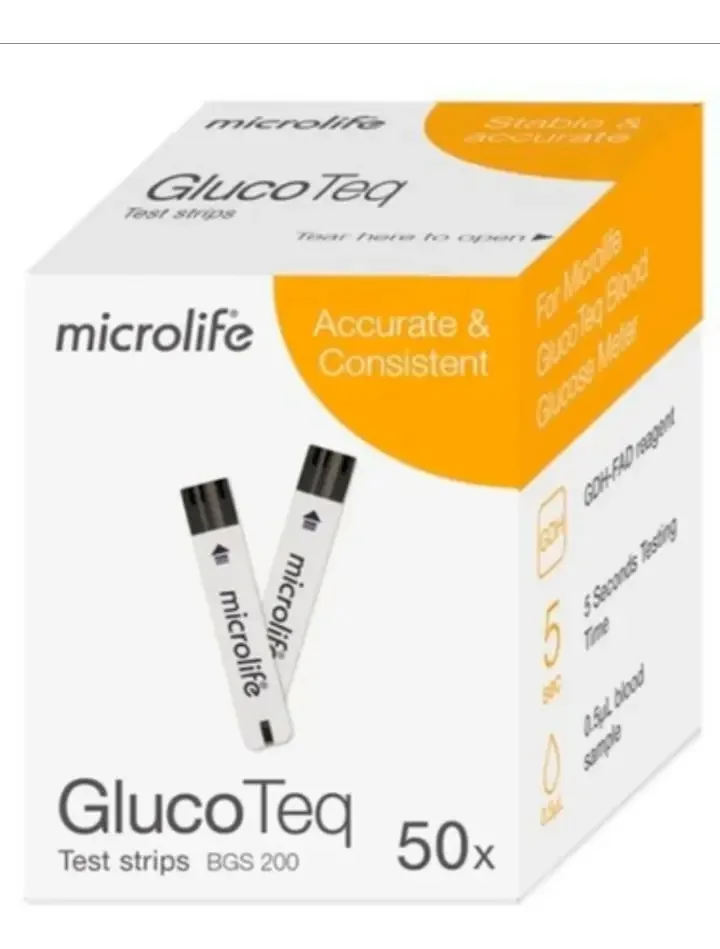 Gluco Teq - 50 tiras de teste de glicose amarelas