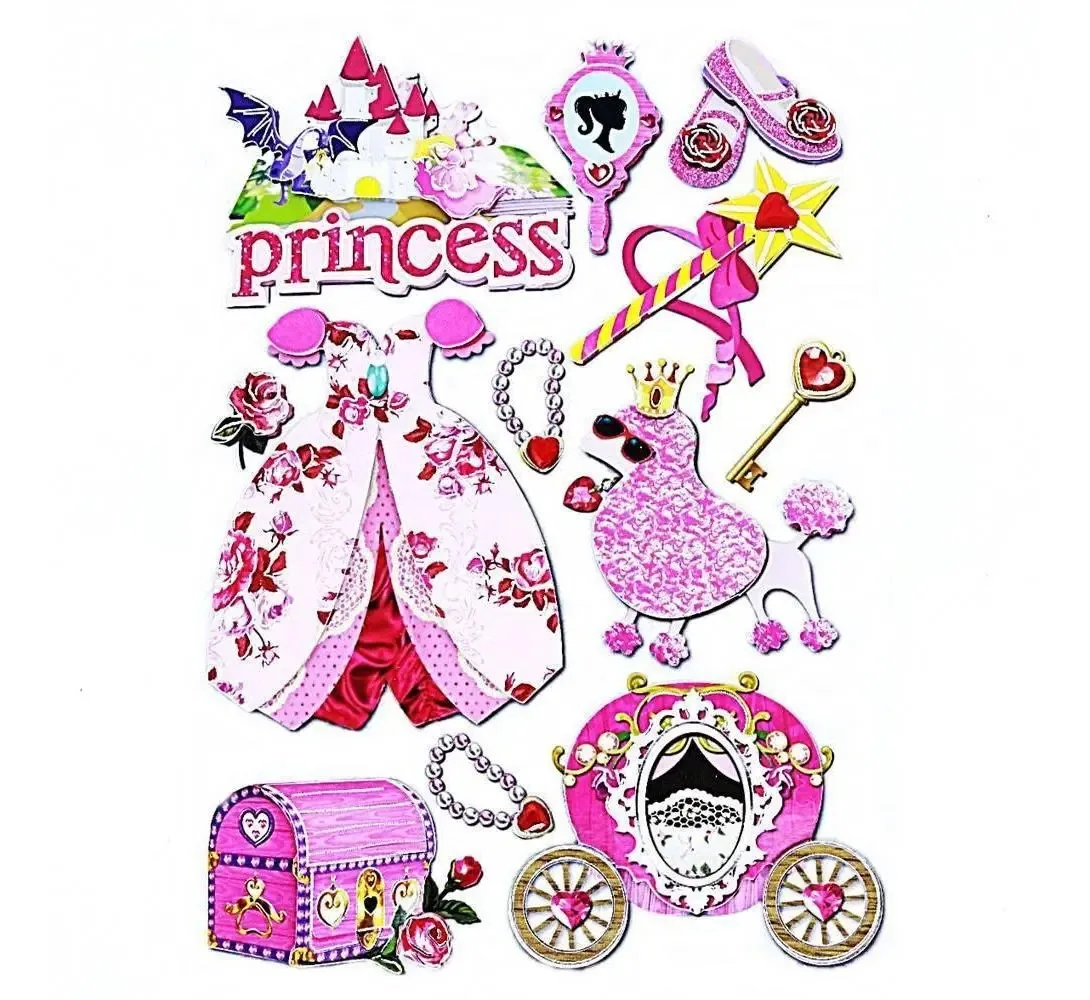 Adesivos Para Scrapbook 3d Metálico Princesa