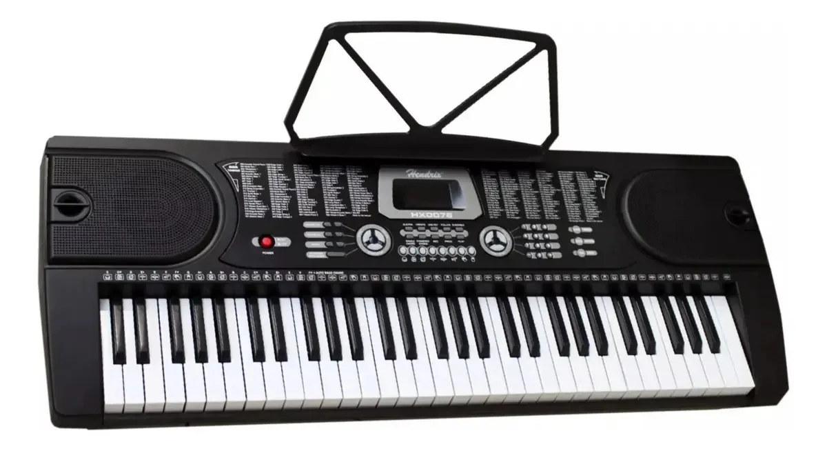Teclado musical Elect 61 teclas Hx0076 + Microfone preto Hendrix