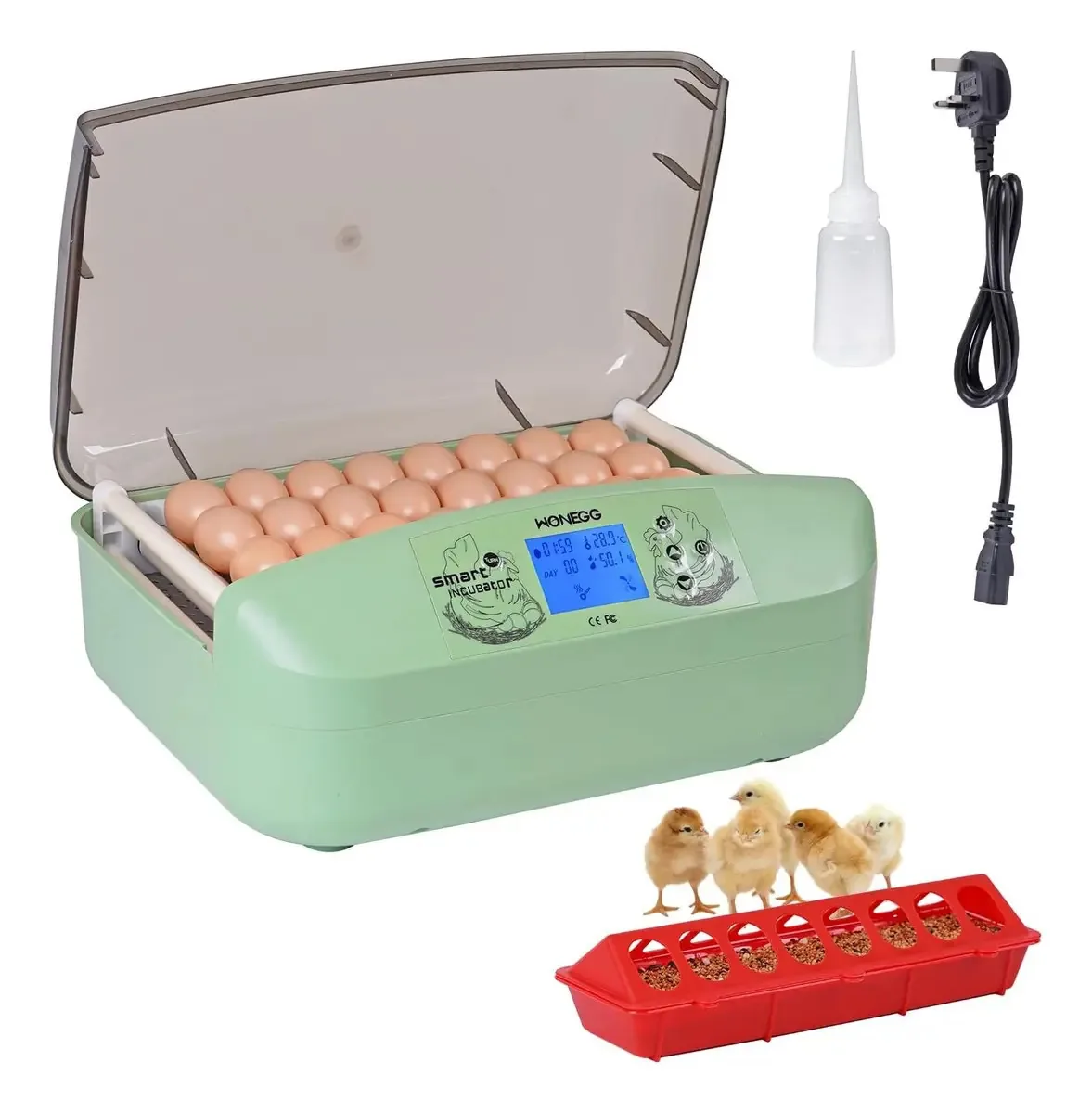 Incubadora de 48 ovos, galinhas, incubação de aves, cor verde