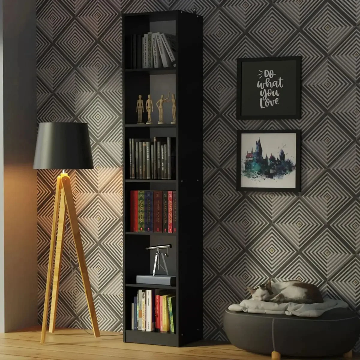 Biblioteca de estantes de livros cinza Lumax de 6 camadas