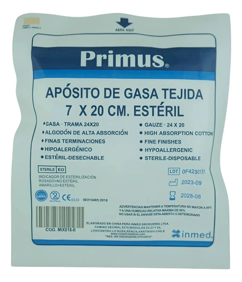 Curativo De Gaze Tecido 7x20cm Estéril 50 Unidades Branco