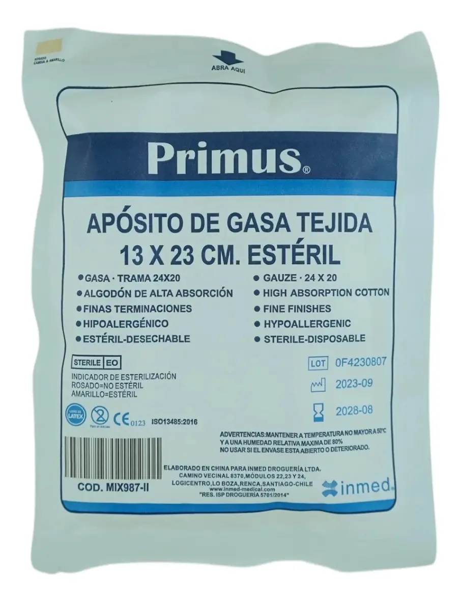 Penso De Gaze Tecido 13x23cm Estéril 10 Unidades Branco